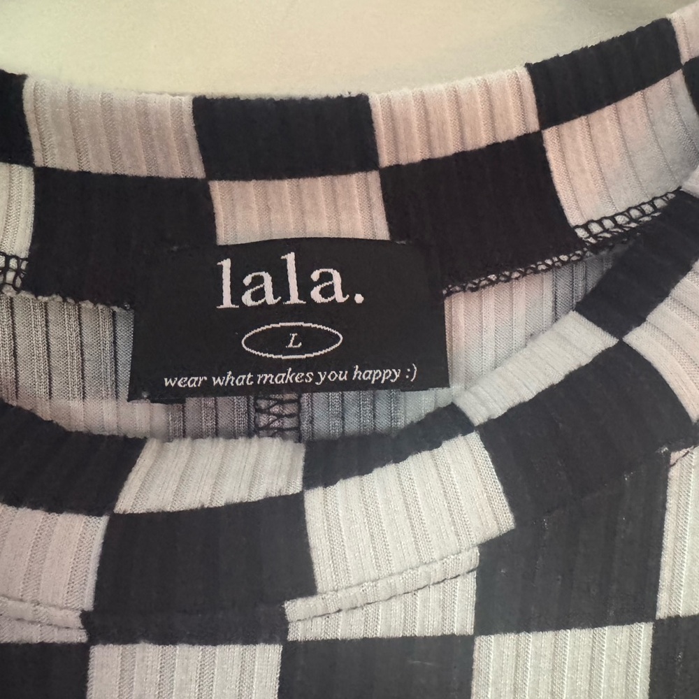 MINT DRESSED IN LALA B/W CHECKERBOARD PLISSE 2 PIECE PLAYSUIT SIZE L ORIG $152 - Picture 3 of 13